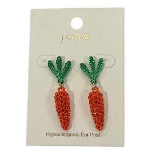 NWT J. Crew Orange & Green Pavé Carrot Earrings